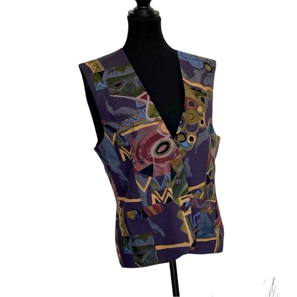 relance Jackets & Blazers - Vintage La Relance colorful Abstract Patterned sleeveles Vest